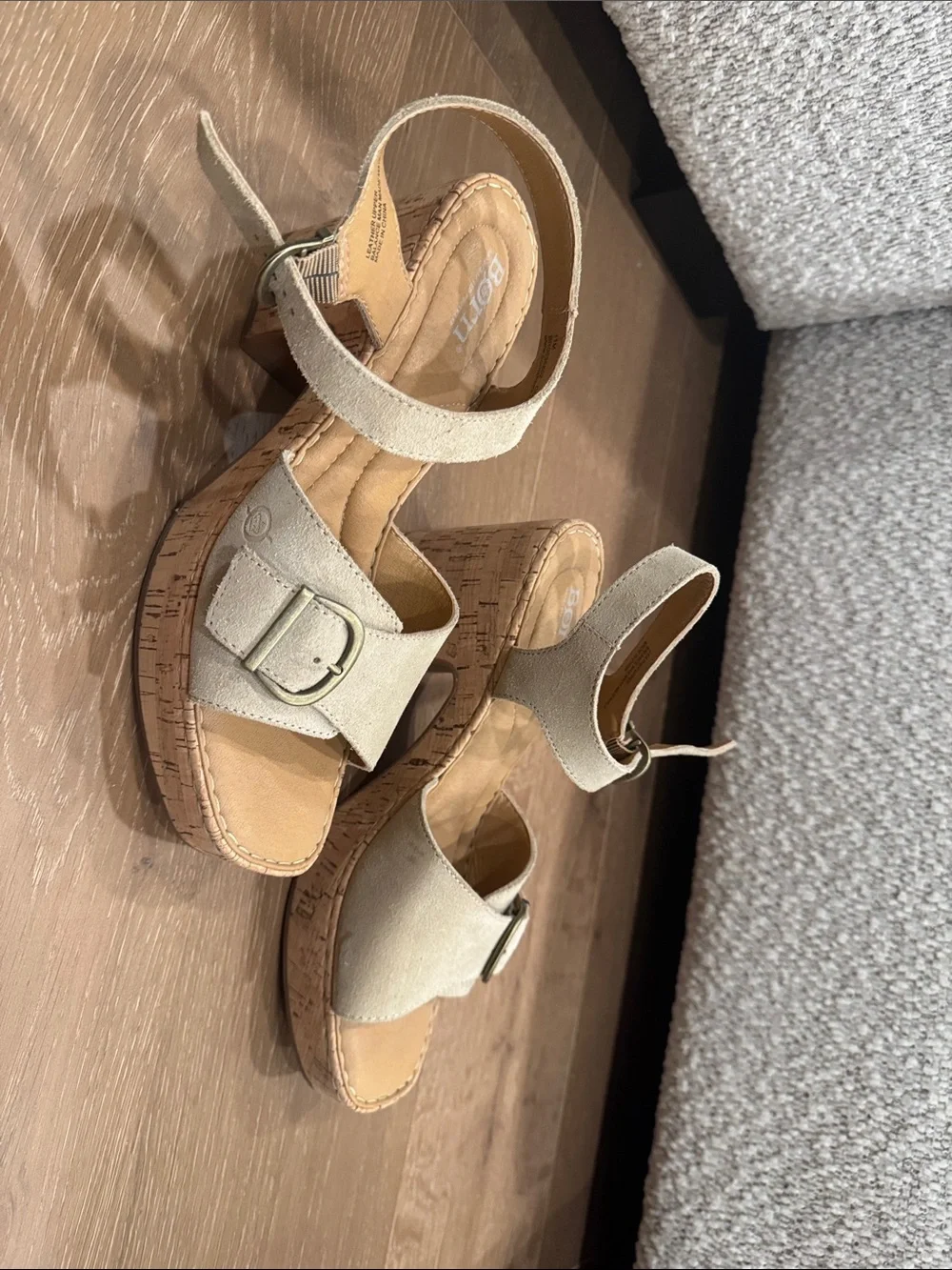 Born Women's Beige Suede Cork Platform Sandals